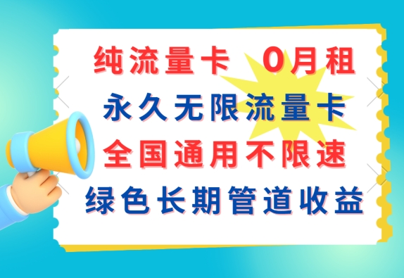 纯流量卡，0月租，永久无限流量卡，全国通用不限速，绿色长期管道收益| 网创圈