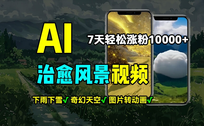 AI制作治愈风景，7天涨粉过万，落地云下雨下雪等场景制作，上手快操作简单| 网创圈