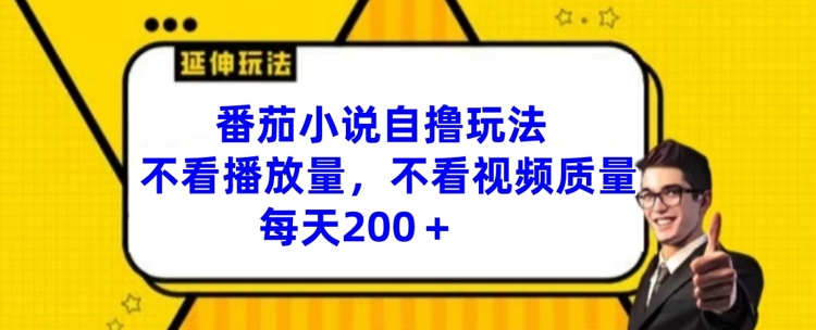 番茄小说自撸玩法，不看播放量，不看视频质量，每天200+【揭秘】| 网创圈