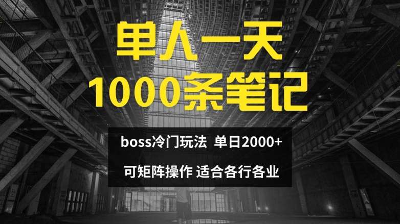 单人一天1000条笔记，日入2000+，BOSS直聘的正确玩法【揭秘】| 网创圈