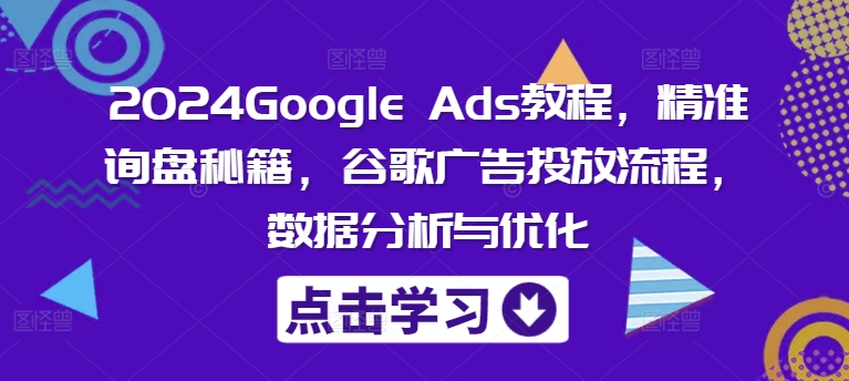 2024Google Ads教程，精准询盘秘籍，谷歌广告投放流程，数据分析与优化| 网创圈