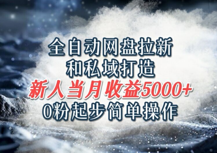 全自动网盘拉新和私域打造，0粉起步简单操作，新人入门当月收益5000以上| 网创圈