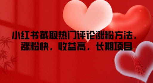小红书截取热门评论涨粉方法，涨粉快，收益高，长期项目| 网创圈