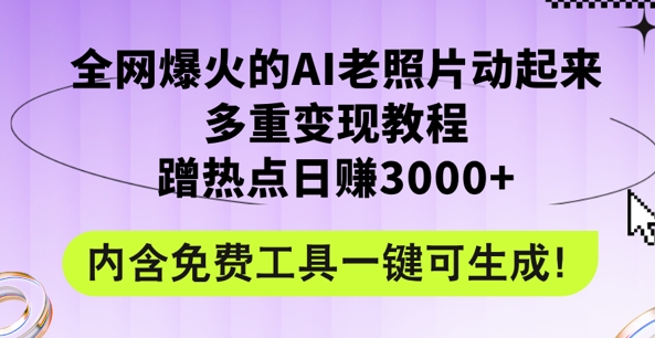 2024年最新赛道AI老照片项目，容易上热门，可全平台操作，操作简单，日入1k| 网创圈