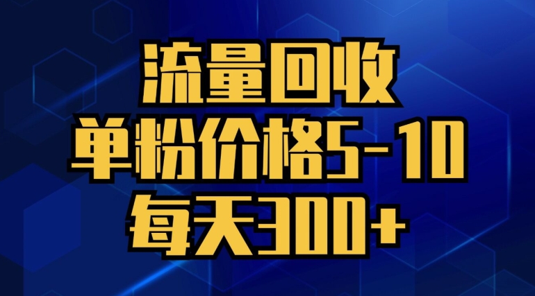 流量回收，单粉价格5-10，每天300+，轻松月入五位数| 网创圈