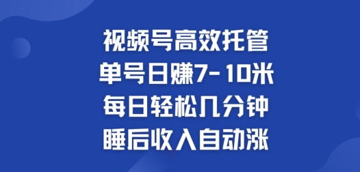 视频号高效托管，单号日赚7-10米，每日轻松几分钟，睡后收入自动涨| 网创圈