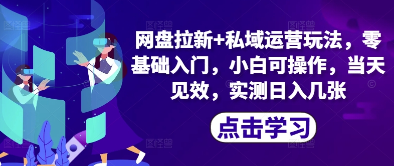 网盘拉新+私域运营玩法，零基础入门，小白可操作，当天见效| 网创圈