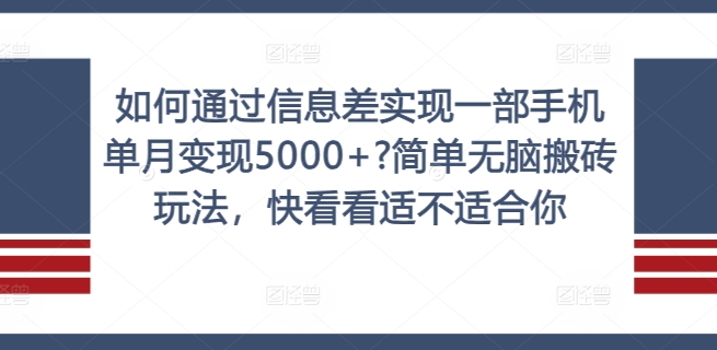 如何通过信息差实现一部手机单月变现5000+?简单无脑搬砖玩法，快看看适不适合你【揭秘】| 网创圈