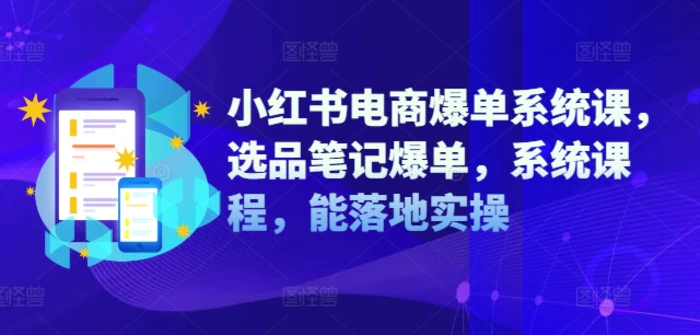 小红书电商爆单系统课，选品笔记爆单，系统课程，能落地实操| 网创圈