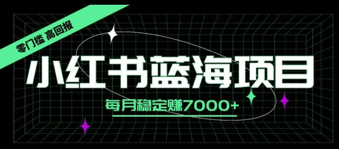 小红书蓝海项目，零门槛、高回报，每月稳定赚7000+| 网创圈