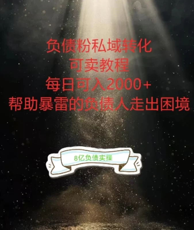 负债粉掘金计划，帮助负债者解决问题，债务规划，债务重组，最好的变现方式| 网创圈