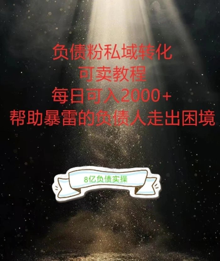 负债粉掘金计划，帮助负债者解决问题，债务规划，债务重组，最好的变现方式| 网创圈