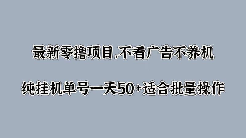 最新零撸项目，不看广告不养机，纯挂JI单号一天50+适合批量操作| 网创圈