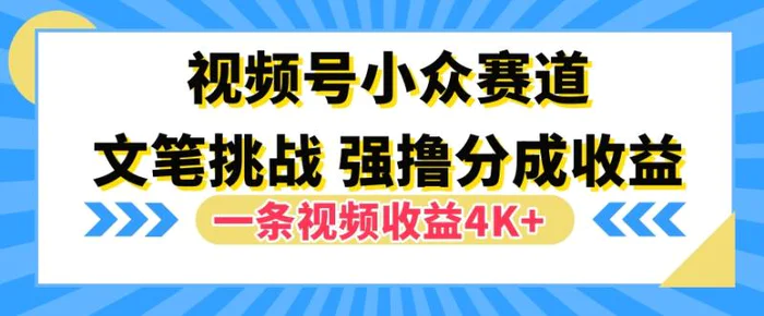 视频号新赛道之文笔挑战，强撸分成收益，一条视频赚了4K+| 网创圈