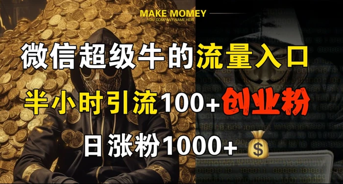 微信超级牛的流量入口，半小时引流100+创业粉，日涨粉1000+| 网创圈
