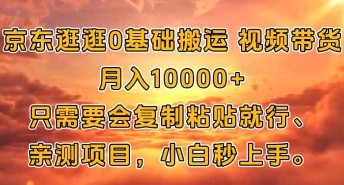 京东逛逛0基础搬运视频带货【赚佣金】月入1w| 网创圈