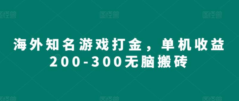 海外知名游戏打金，单机收益200-300无脑搬砖| 网创圈