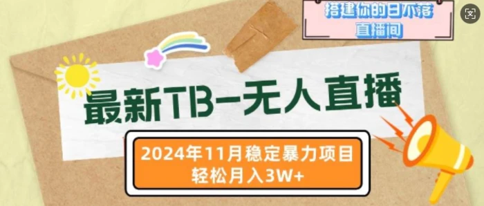 最新TB无人直播，2024年11月稳定暴力项目，搭建你的日不落直播间，轻松月入过W| 网创圈