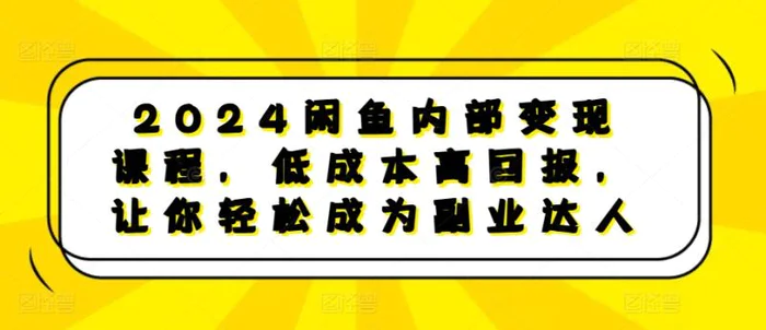 2024闲鱼内部变现课程，低成本高回报，让你轻松成为副业达人| 网创圈