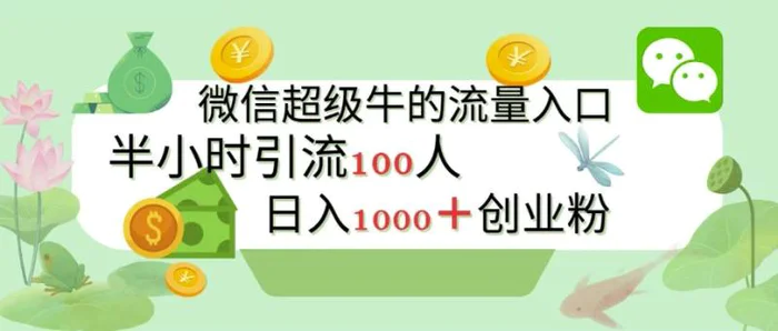 新的引流变现阵地，微信超级牛的流量入口，半小时引流100人，日入1000+创业粉| 网创圈