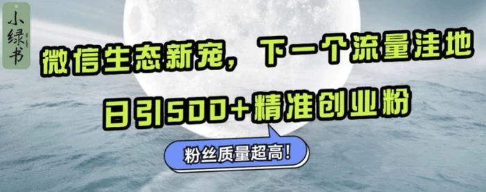 微信生态新宠小绿书：下一个流量洼地，日引500+精准创业粉，粉丝质量超高| 网创圈