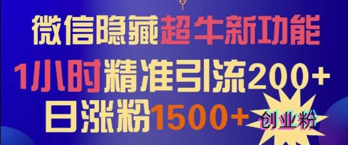 微信隐藏超牛新功能，1小时精准引流200+创业粉，日涨粉1500+| 网创圈