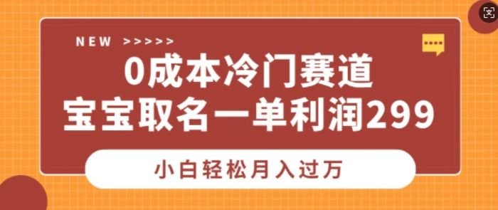 0成本冷门赛道，宝宝取名一单利润299，小白轻松月入过万| 网创圈