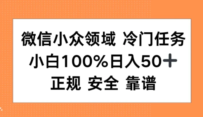 微信小众领域冷门特定任务，小白100%日入50+，正规安全靠谱| 网创圈