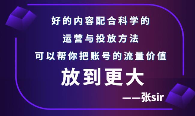 张sir账号流量增长课，告别海王流量，让你的流量更精准| 网创圈