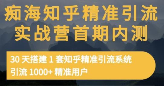 痴海知乎精准引流实战营1-2期，30天搭建1套知乎精准引流系统，引流1000+精准用户| 网创圈