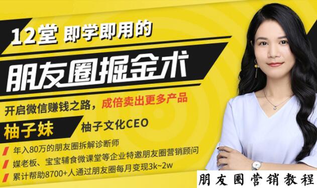 【营销必学】12堂学之即用的朋友圈掘金术：开启你的副业赚钱之路| 网创圈