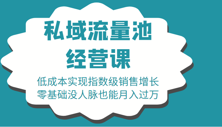 16堂私域流量池经营课：低成本实现指数级销售增长，零基础没人脉也能月入过万| 网创圈