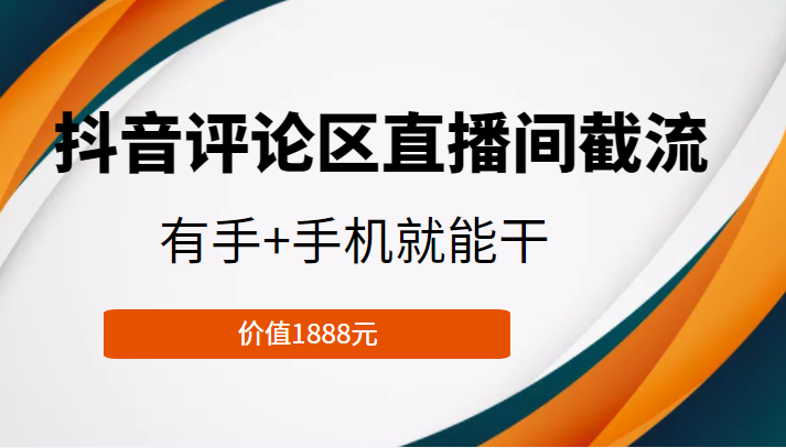 抖音评论区直播间截流，有手+手机就能干，门槛极低，模式可大量复制（价值1888元）| 网创圈