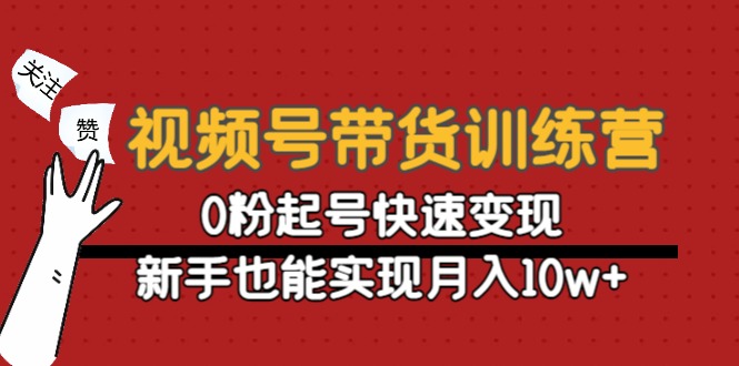 视频号带货训练营：0粉起号快速变现，新手也能实现月入10w+| 网创圈