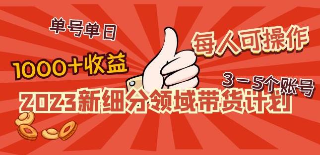 2023新细分领域带货计划：单号单日1000+收益不难，每人可操作3-5个账号| 网创圈