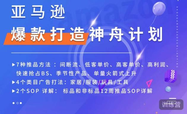 亚马逊爆款打造神舟计划，​7种推品方法，4个类目广告打法，2个SOP详解| 网创圈