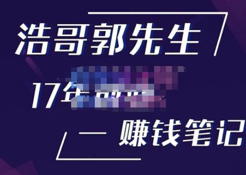 浩哥郭先生17年创业赚米笔记，打开你对很多东西的认知，让你知道原来赚钱或创业不单单是发力就行| 网创圈