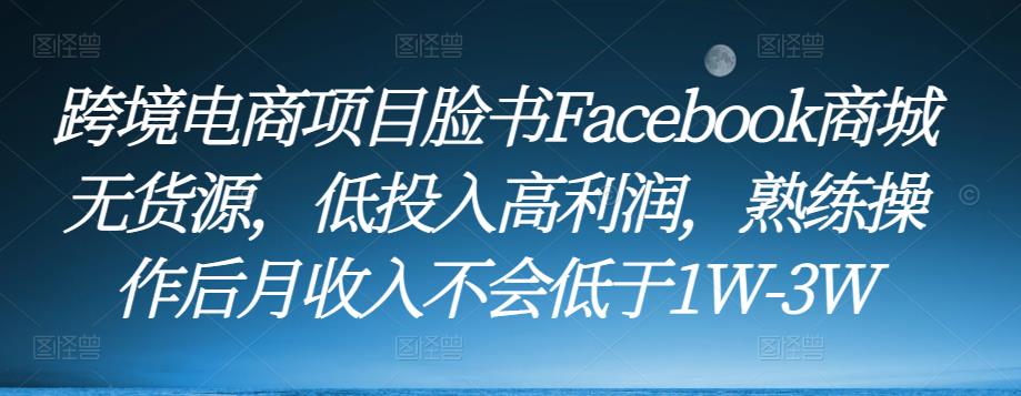 跨境电商项目脸书Facebook商城无货源，低投入高利润，熟练操作后月收入不会低于1W-3W| 网创圈