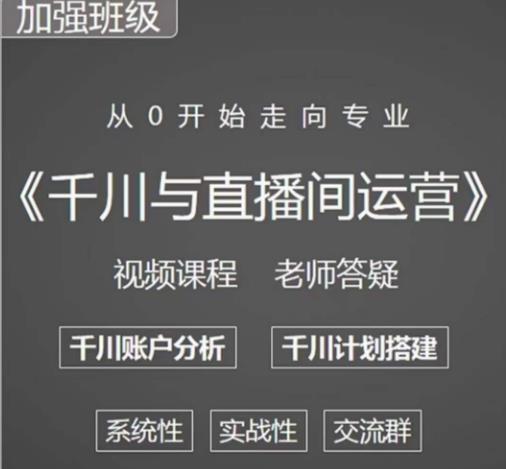 阳光哥·千川图文与直播间运营，从0开始走向专业，包含千川短视频图文、千川直播间、小店随心推| 网创圈