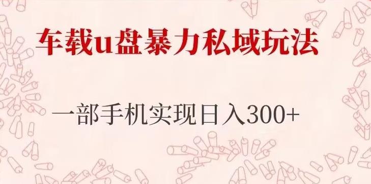 车载u盘暴力私域玩法，长期项目，仅需一部手机实现日入300+| 网创圈