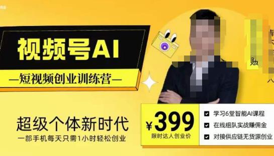 视频号AI短视频创业训练营，超级个体新时代，一部手机每天只需1小时轻松创业| 网创圈