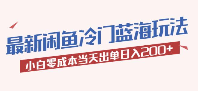 2023最新闲鱼冷门蓝海玩法，小白零成本当天出单日入200+【揭秘】| 网创圈
