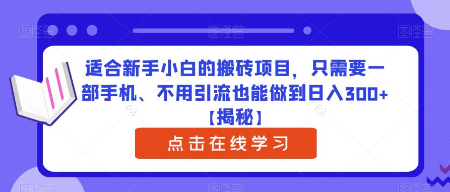 适合新手小白的搬砖项目，只需要一部手机、不用引流也能做到日入300+【揭秘】| 网创圈