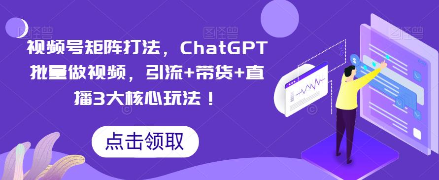 视频号矩阵打法，ChatGPT批量做视频，引流+带货+直播3大核心玩法！| 网创圈