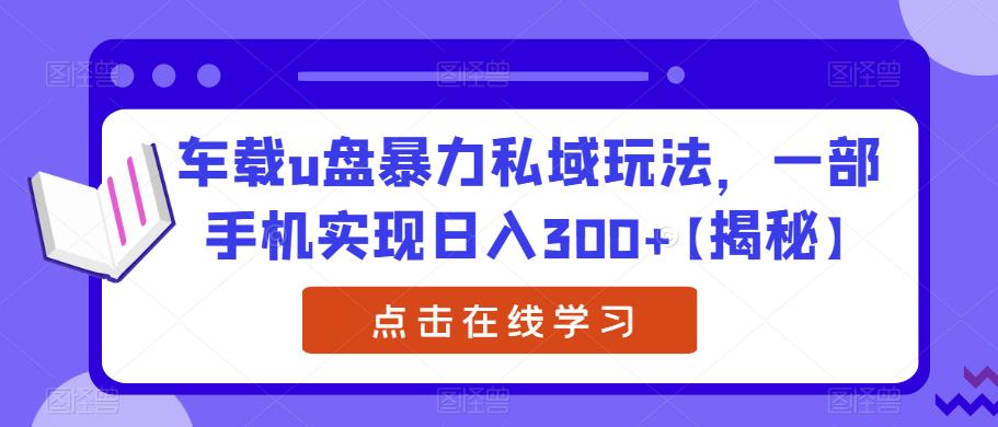 车载u盘暴力私域玩法，一部手机实现日入300+【揭秘】| 网创圈