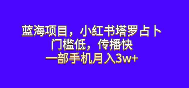 蓝海项目，小红书塔罗占卜，门槛低，传播快，一部手机月入3w+【揭秘】| 网创圈