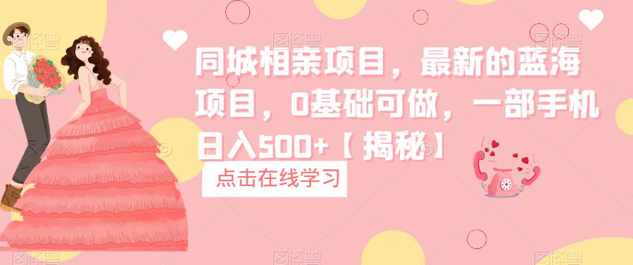 同城相亲项目，最新的蓝海项目，0基础可做，一部手机日入500+【揭秘】| 网创圈