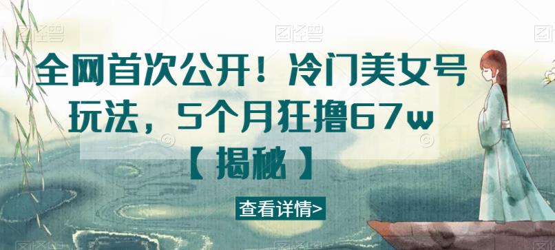 全网首次公开！冷门美女号玩法，5个月狂撸67w【揭秘】| 网创圈