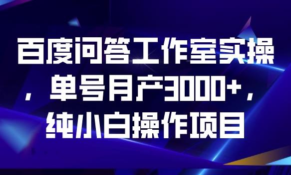 百度问答工作室实操，单号月产3000+，纯小白操作项目【揭秘】| 网创圈