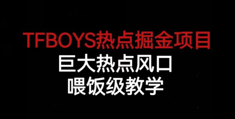 TFBOYS热点掘金项目，巨大热点风口，喂饭级教学| 网创圈